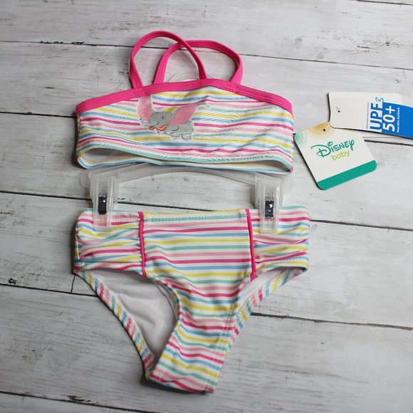 Disney Baby Girl's Swimsuit Size 6-9 Months 2 Piece Dumbo Elephant - Picture 1 of 4
